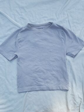 A New Day Short-Sleeve Crew Neck Shirt - Light Gray/Off-White Size M-Small